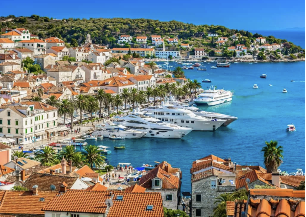 Yachts in port in Hvar Croatia